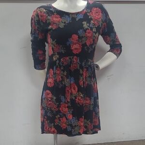 Forever 21 Black Red Puff Sleeve A-line Dress